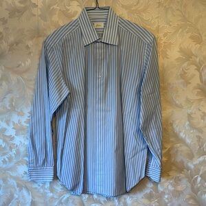 Brioni Light Blue Striped Dress Shirt